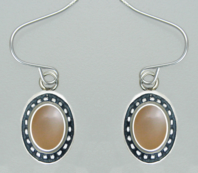 Sterling Silver Petite Peach Moonstone Gemstone Drop Dangle Earrings